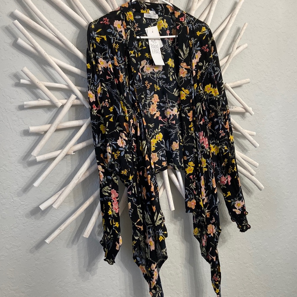 Patrons of Peace Floral Open Front Cardigan